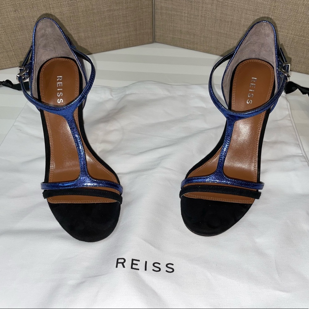 Reiss High Heel Sandals, color blue and black. Size 37